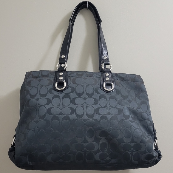 Coach Ashley Carryall Signature Jacquard Black Canvas Shoulder Bag - Picture 8 of 15